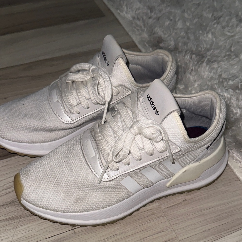 Adidas Women's Cream and White Sneakers